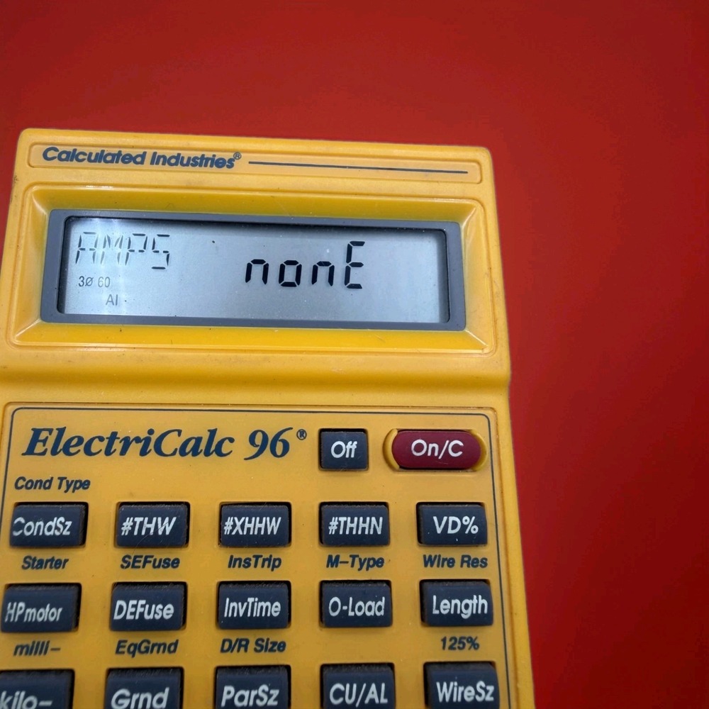 Calculated Industries ElectriCalc 96 NEC Code Calculator Yellow OS Good Working
